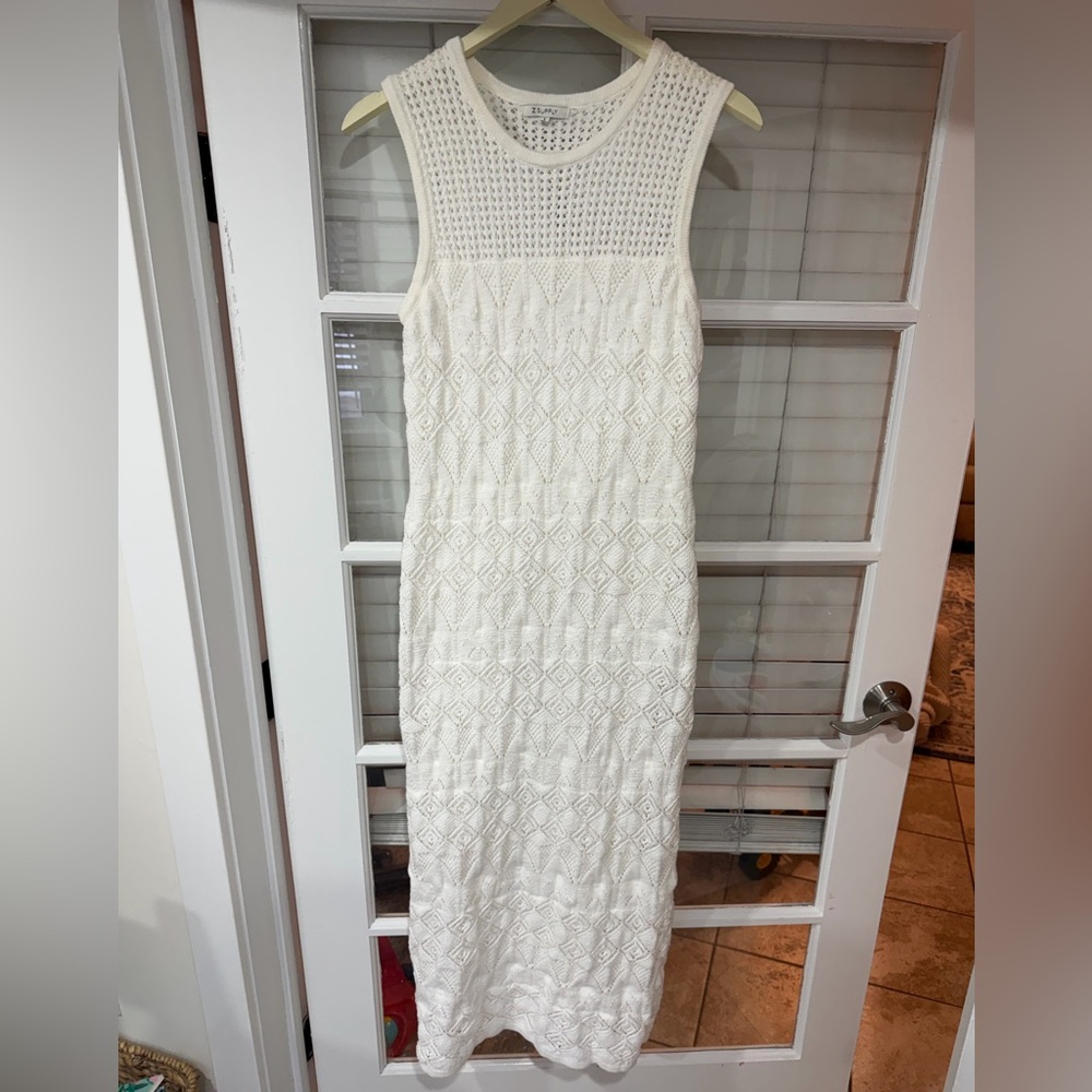 Zsupply Crochet Lined Maxi Dress in White